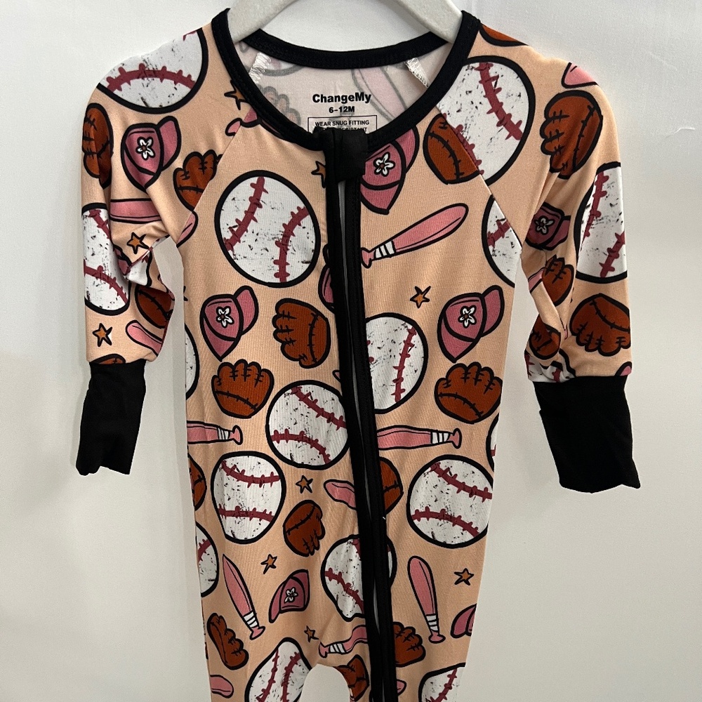NEW  Bamboo Baby Pajama Onesie Baseball